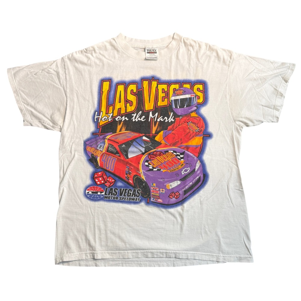 Vintage 1999 Las Vegas 400 Motor Speedway Racing T-Shirt Tultex XL White NASCAR